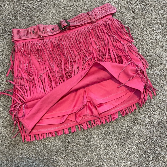 Pink Rhinestone Fringe Skort - Picture 2 of 2
